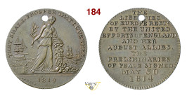 PACE DI PARIGI 1814 Opus Kettle D/ Figura femminile con ramo d’alloro e cornucopia rovesciata; sullo sfondo navi R/ Scritte su 12 linee Bramsen 1444 B...