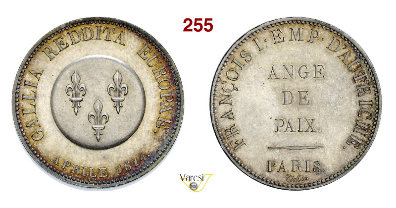 LA FRANCIA SCONFITTA 1814 Moneta/Medaglia al modulo di 5 Franchi. Opus Tiolier D...