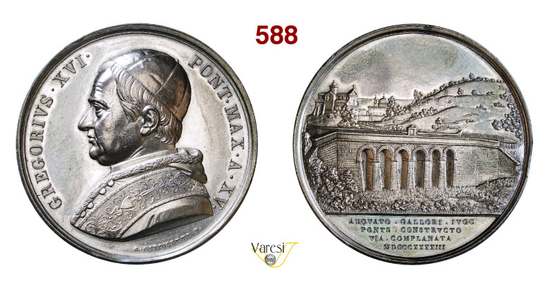 GREGORIO XVI (1831-1846) A. XV Ag mm 43 • Leggeri hairlines e colpetto al bordo ...