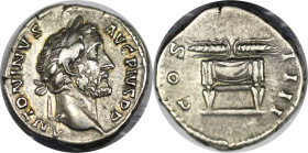 Römische Münzen, MÜNZEN DER RÖMISCHEN KAISERZEIT. Antoninus Pius (138-161 n. Chr). Denar 145-161 n. Chr. 3,71 g. 18,0 mm. Vs.: ANTONINVS AVG PIVS P P,...