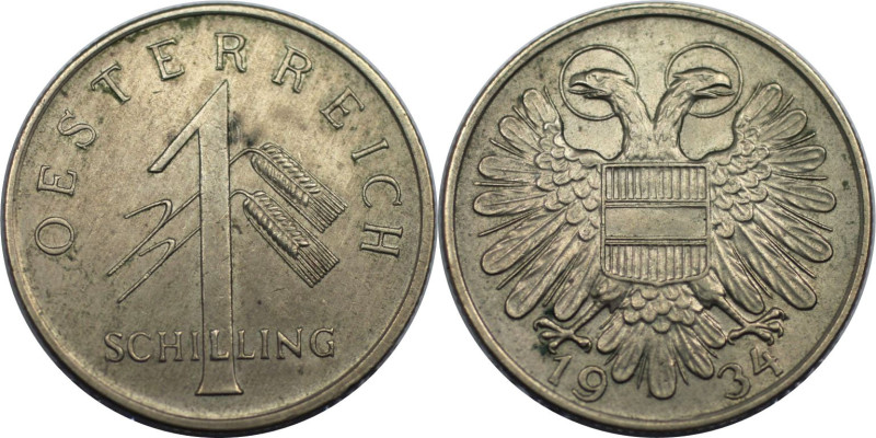 RDR – Habsburg – Österreich, REPUBLIK ÖSTERREICH. 1 Schilling 1934. Kupfer-Nicke...