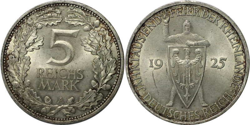 Deutsche Münzen und Medaillen ab 1871, WEIMARER REPUBLIK. 5 Reichsmark 1925 A, a...