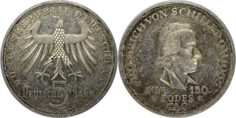 Deutsche Münzen und Medaillen ab 1945, BUNDESREPUBLIK DEUTSCHLAND. 5 Mark 1955 F...