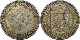 Europäische Münzen und Medaillen, Dänemark / Denmark. Christian X. & Alexandrine. Silberhochzeit. 2 Kroner 1923. Silber. KM 821. Sehr schön-vorzüglich...