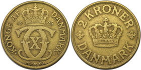 Europäische Münzen und Medaillen, Dänemark / Denmark. Christian X. 2 Kroner 1925, Aluminium-Bronze. KM 825. Sehr schön