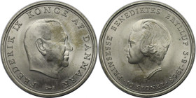 Europäische Münzen und Medaillen, Dänemark / Denmark. Frederik IX. Hochzeit von Prinzessin Benedikte. 10 Kroner 1968. 20,40 g. 0.800 Silber. 0.52 OZ. ...