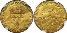 Europäische Münzen und Medaillen, Frankreich / France. François I. Ecu d'or ND (1515-1547), Rouen. Gold. 3,37 g. Fr. 345, Duplessy 775. NGC MS 61