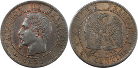 Europäische Münzen und Medaillen, Frankreich / France. Napoleon III. (1852-1870). 1 Centime 1853 W. Bronze. KM 775.7. Vorzüglich+