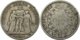 Europäische Münzen und Medaillen, Frankreich / France. Herkulesgruppe. 5 Francs 1875 K. Silber. KM 820.2. Schön-sehr schön