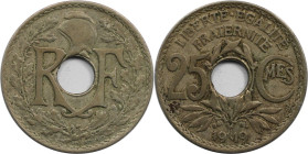 Europäische Münzen und Medaillen, Frankreich / France. Dritte Republik (1870-1940). 25 Centimes 1919. Kupfer-Nickel. KM 867a. Fast Vorzüglich