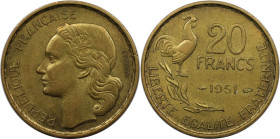 Europäische Münzen und Medaillen, Frankreich / France. 20 Francs 1951. Aluminium-Bronze. KM 916.1. Vorzüglich