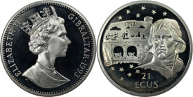 Europäische Münzen und Medaillen, Gibraltar. Einweihung des Eurotunnels - Napoleon. 21 Ecus 1993. 19,20 g. 0.925 Silber. 0.57 OZ. KM 482. Polierte Pla...