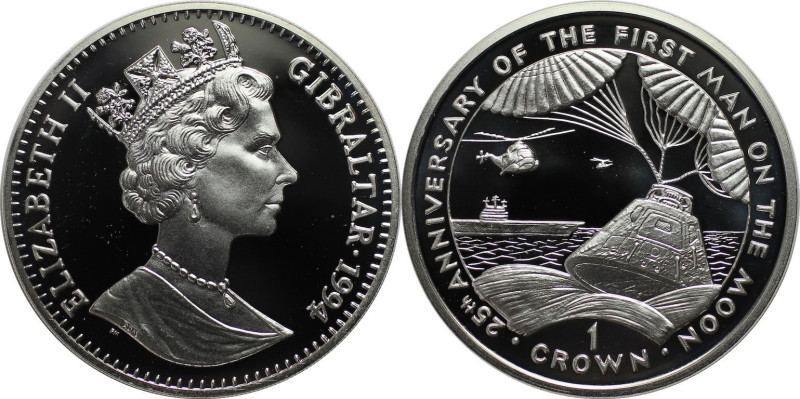 Europäische Münzen und Medaillen, Gibraltar. Raumkapsel Erholung. 1 Crown 1994. ...