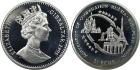 Europäische Münzen und Medaillen, Gibraltar. "Agreement of Cooperation between Russia and European Union". 21 Ecus 1995. 19,20 g. 0.925 Silber. 0.57 O...