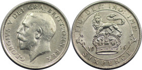 Europäische Münzen und Medaillen, Großbritannien / Vereinigtes Königreich / UK / United Kingdom. George V. (1910-1936). 6 Pence (Sixpence) 1916. Silbe...