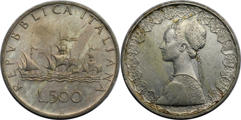 Europäische Münzen und Medaillen, Italien / Italy. 500 Lire 1960 R. 11,0 g. 0.83...