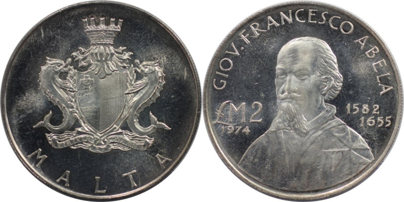 Europäische Münzen und Medaillen, Malta. Giovani Francesco Abela. 2 Pounds 1974....