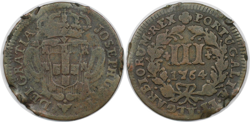 Europäische Münzen und Medaillen, Portugal. Joseph I. 3 Reis 1764. Kupfer. KM 24...