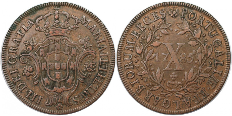 Europäische Münzen und Medaillen, Portugal. 10 Reis 1785. Kupfer. KM 280. Vorzüg...