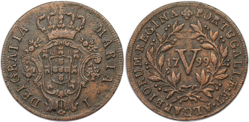 Europäische Münzen und Medaillen, Portugal. Maria I. 5 Reis 1799. Kupfer. KM 305...