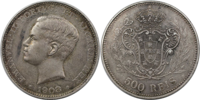 Europäische Münzen und Medaillen, Portugal. Manuel II. 500 Reis 1908. Silber. KM...