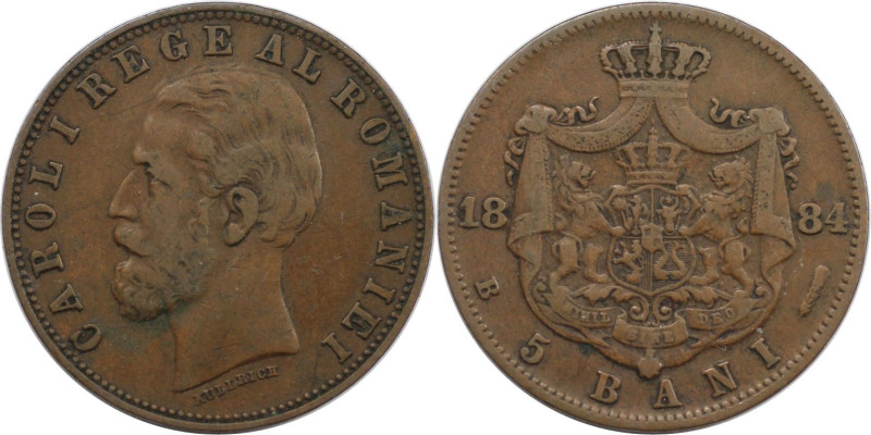 Europäische Münzen und Medaillen, Rumänien / Romania. Karl I. 5 Bani 1884. Kupfe...