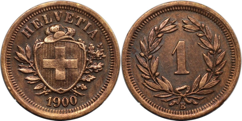 Europäische Münzen und Medaillen, Schweiz / Switzerland. Helvetia. 1 Rappen 1900...