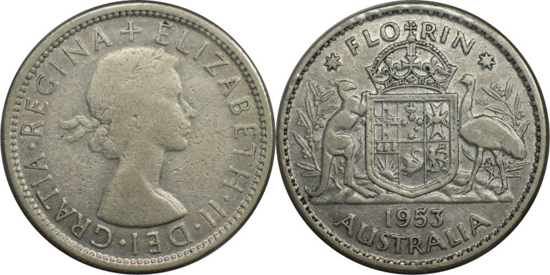 Weltmünzen und Medaillen, Australien / Australia. Elizabeth II. 1 Florin 1953. S...