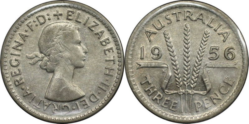 Weltmünzen und Medaillen, Australien / Australia. Elizabeth II. 3 Pence 1956. 1,...