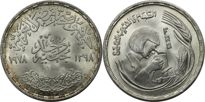 Weltmünzen und Medaillen, Ägypten / Egypt. Serie: F.A.O. Frau mit Microskop. 1 P...