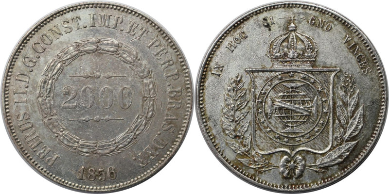 Weltmünzen und Medaillen, Brasilien / Brazil. Peter II. 2000 Reis 1856. Silber. ...