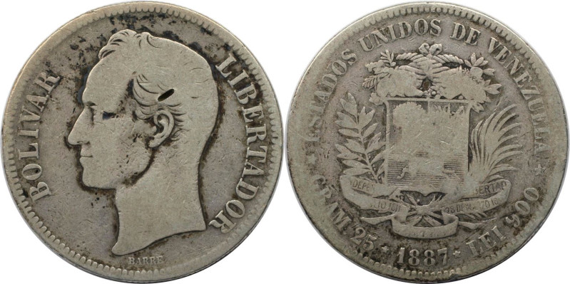 Weltmünzen und Medaillen, Venezuela. Republik seit 1830. 5 Bolívares (Gram.25) 1...