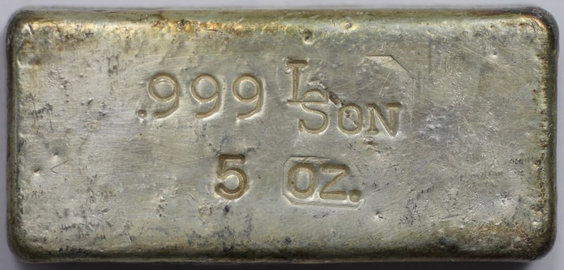 Medaillen und Jetons, Silberbarren / Silver Bar. LSon (Lawrence & Son). 5 OZ .99...