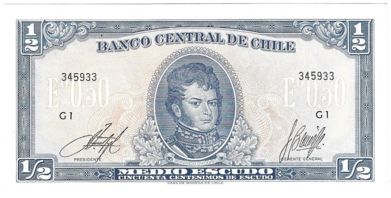 Banknoten, Chile. 1/2 Escudo ND (1962-1975). Pick 134A-a. I