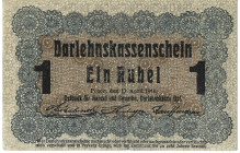 Banknoten, Deutschland / Germany. Deutsches Reich, Kaiserreich. Besatzungsausgabe Rußland. 1 Rubel 1916. Ostbank für Handel und Gewerbe, Darlehnskasse...