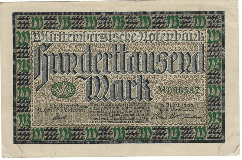 Banknoten, Deutschland / Germany. Württemberg - Stuttgart - Württembergische Not...