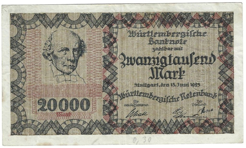 Banknoten, Deutschland / Germany. Württemberg - Stuttgart - Württembergische Not...