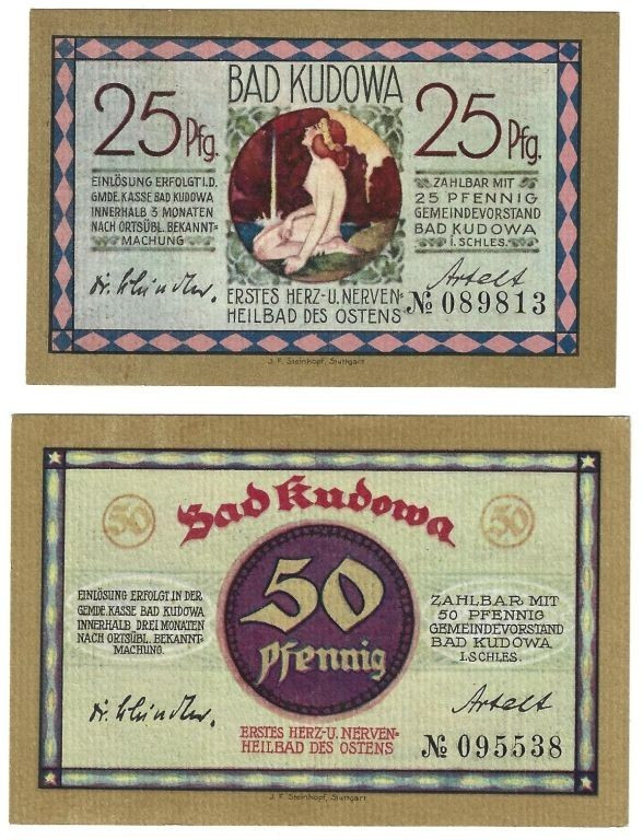 Banknoten, Deutschland / Germany, Lots und Sammlungen. Schlesien, Bad Kudowa. 25...