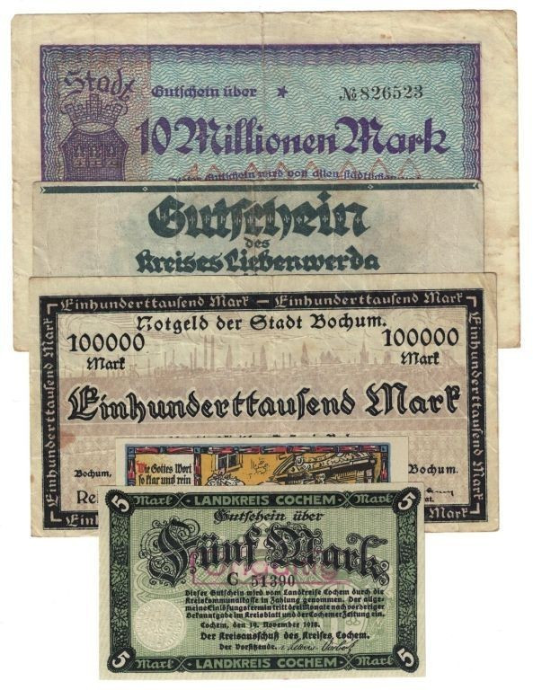 Banknoten, Deutschland / Germany, Lots und Sammlungen. Notgeld Landkreis Cochem ...