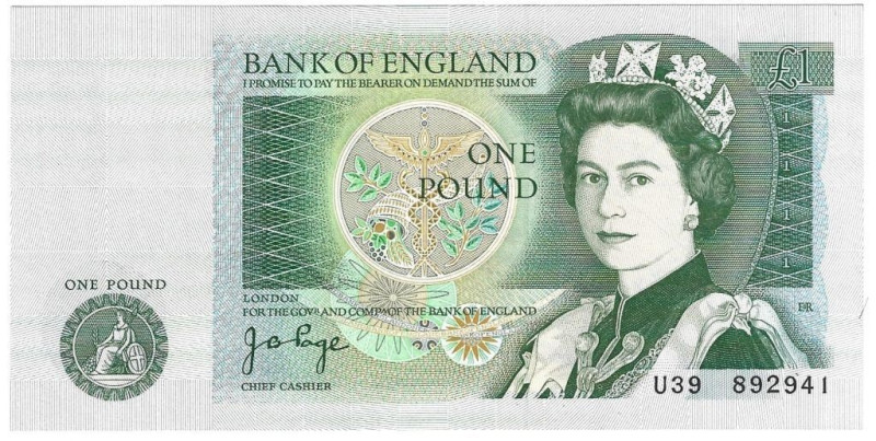 Banknoten, England. 1 Pound 1978-80. P.377b. I