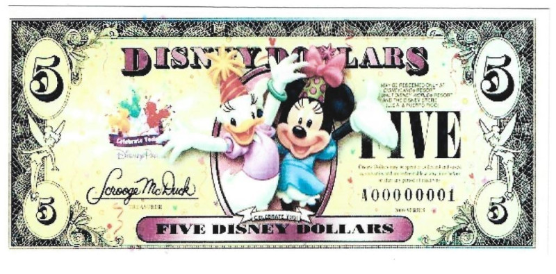 Banknoten, Fantasy Spielgeld / Fantasy play money. Serie: Helden aus Disneyland....