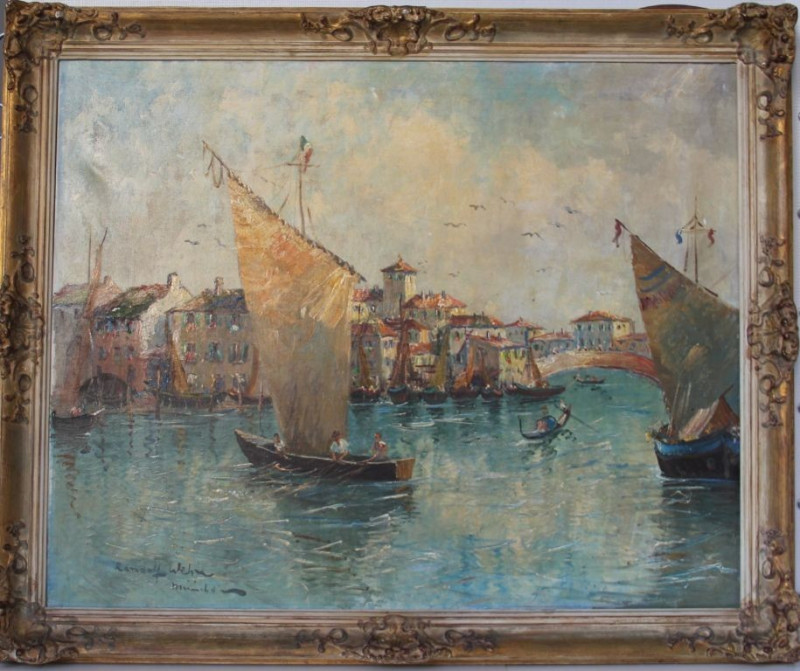 Kunst und Antiquitäten / Art and antiques. Randolf Wehn. Ölgemälde Venedig - Ein...