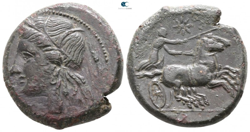 Sicily. Syracuse. Hiketas II 287-278 BC. 
Bronze Æ

21mm., 10,37g.

Wreathe...