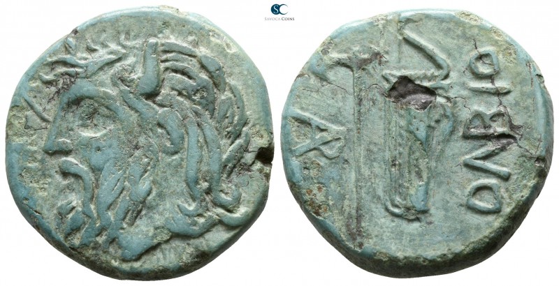 Scythia. Olbia 310-280 BC. 
Bronze Æ

23mm., 10,80g.

Horned head of Boryst...