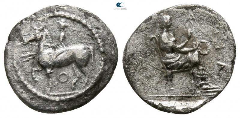 Thessaly. Larissa circa 440-400 BC. 
Trihemiobol AR

13mm., 1,14g.

Horsema...