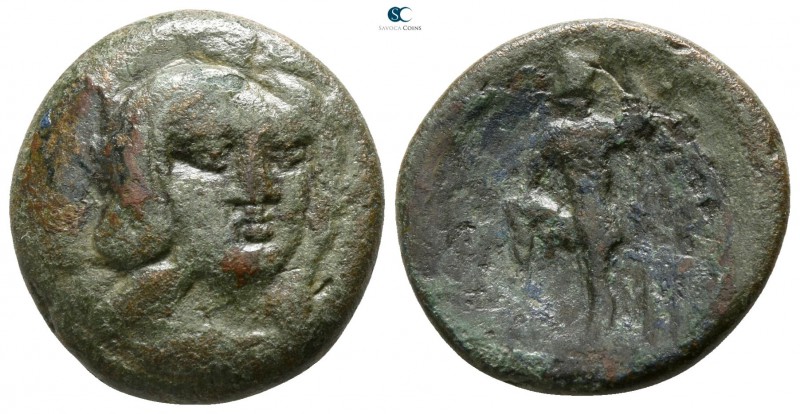Boeotia. Federal Coinage 230-220 BC. 
Bronze Æ

18mm., 4,72g.

Head of Deme...