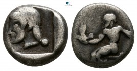 Arkadia. Uncertain mint. Arkadian League circa 500-400 BC. Triobol AR