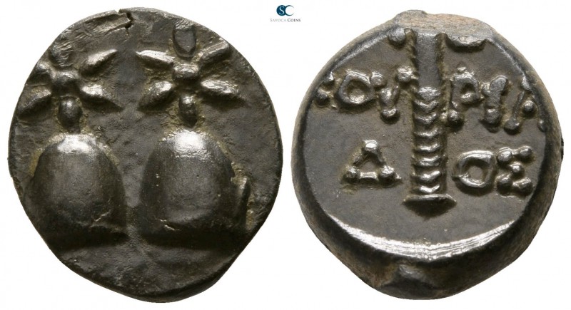 Colchis. Dioskourias 200-0 BC. 
Bronze Æ

17mm., 5,45g.

Caps of the Diosko...