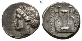 Ionia. Kolophon . ΔΗΜΟΚΡΑΤΗΣ (Demokrates), magistrate circa 310-294 BC. Diobol AR