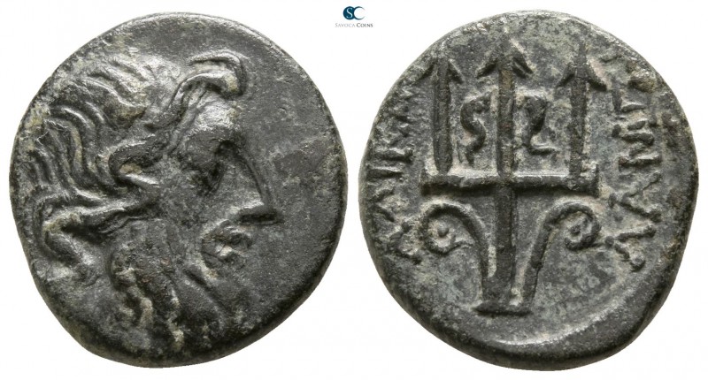 Caria. Halikarnassos 150-50 BC. 
Bronze Æ

17mm., 3,93g.

Head of Poseidon ...